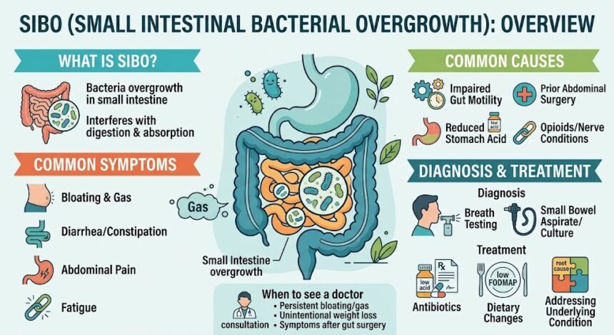SIBO (Small Intestinal Bacterial Overgrowth): Symptoms, Causes, and Treatment