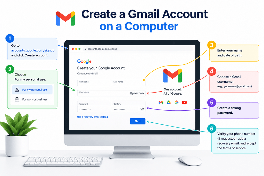 How to Create a Gmail Account on a Computer