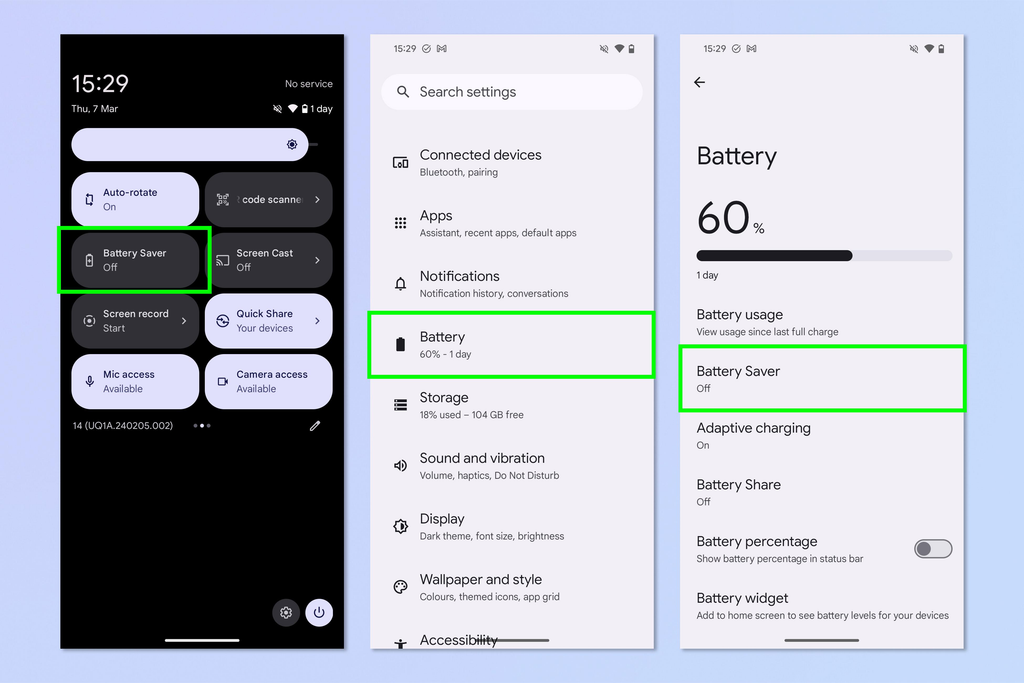 Save Battery with Adaptive Battery and Battery Saver